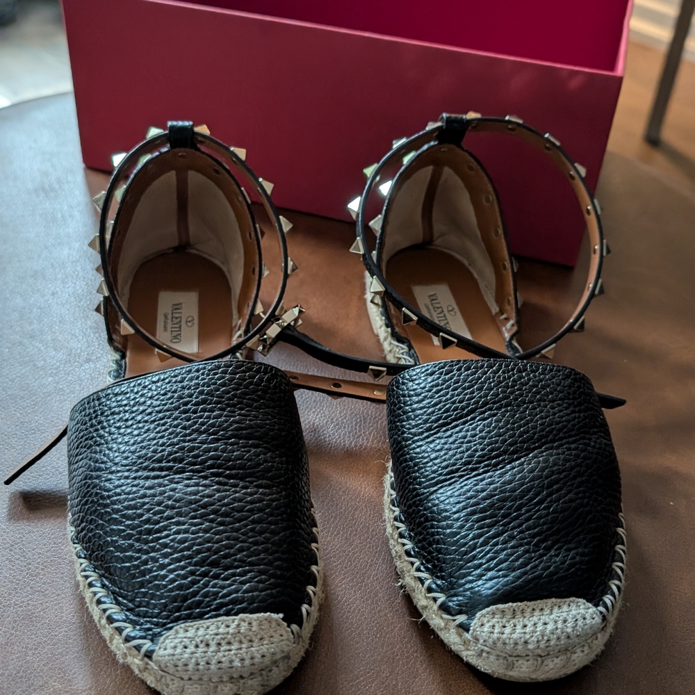 Valentino Rockstud Espadrilles with Ankle Strap